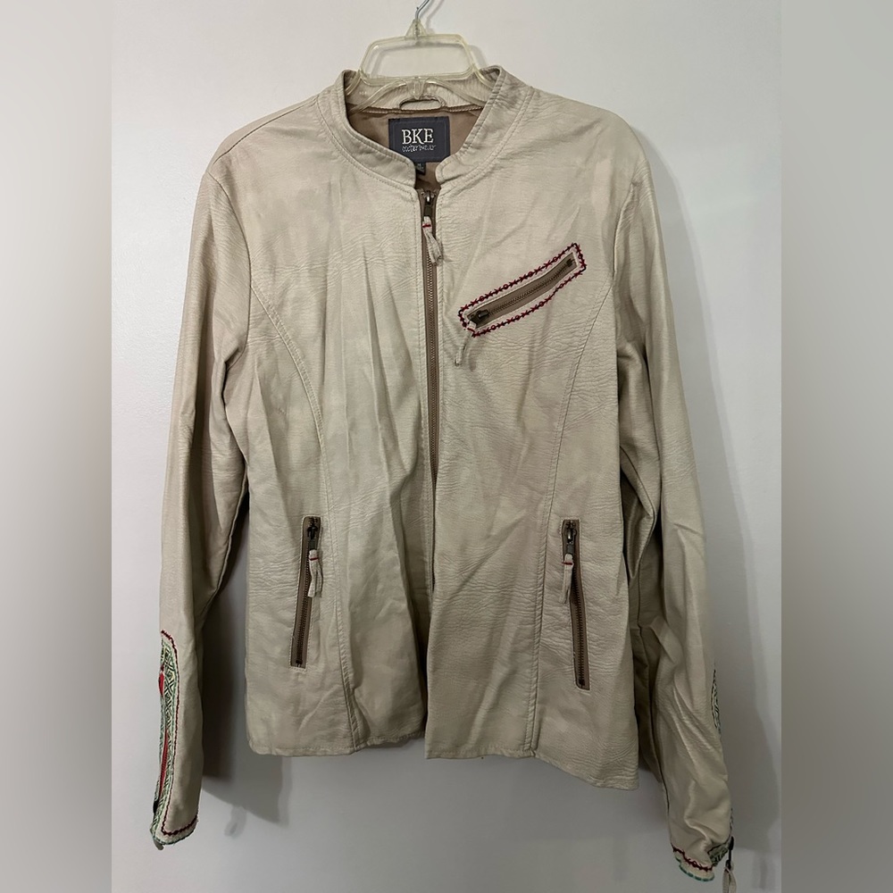 Buckle Faux Leather Lined Inside BKE Embroidered Jacket Size: XL